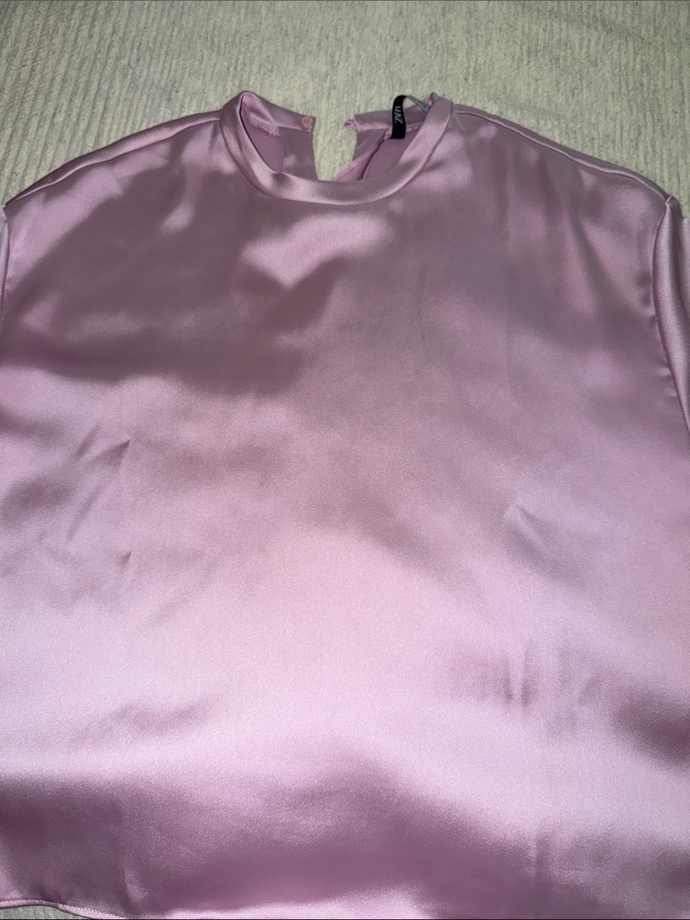 Zara Satin Short Sleeve Top in Light Lavender